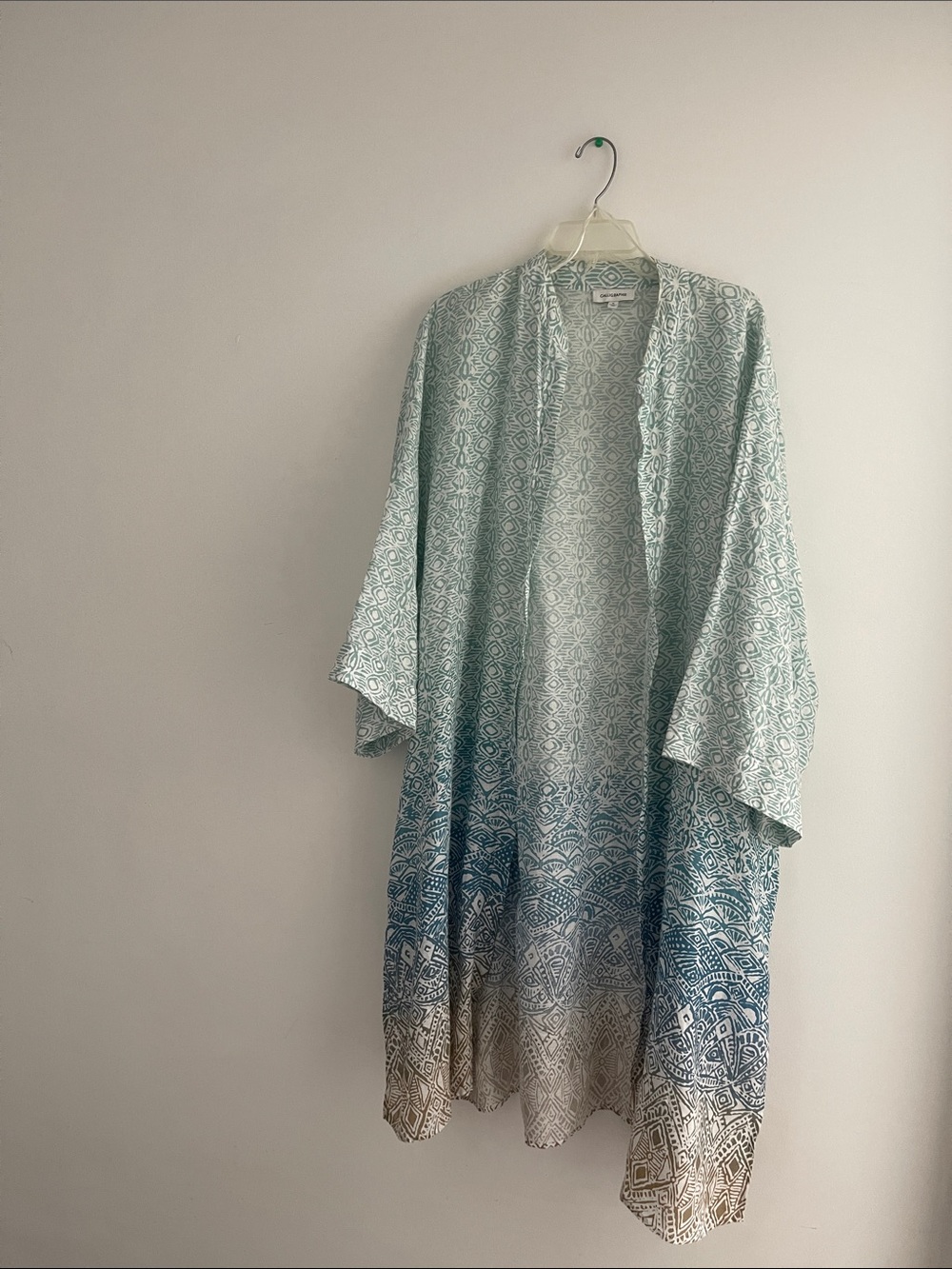 Ombre Blue Patterned Kimono Dress - Unknown Brand